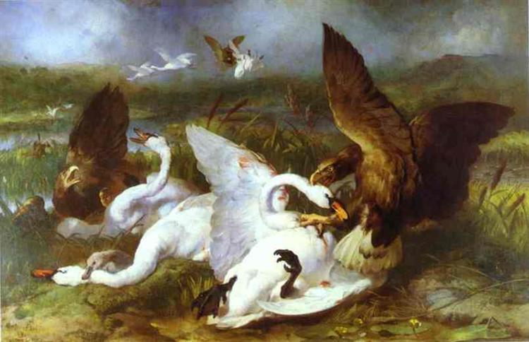 Swannery Invaded by Eagles, 1869 - Edwin Landseer