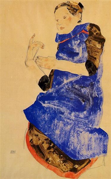 Дівчина в блакитному фартуху, 1912 - Егон Шиле