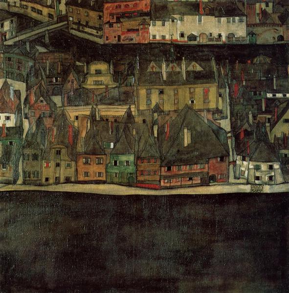 Krumau on the Molde, The Small City, c.1912 - Эгон Шиле