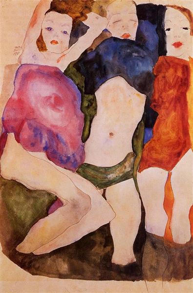 Three Girls, 1911 - Egon Schiele
