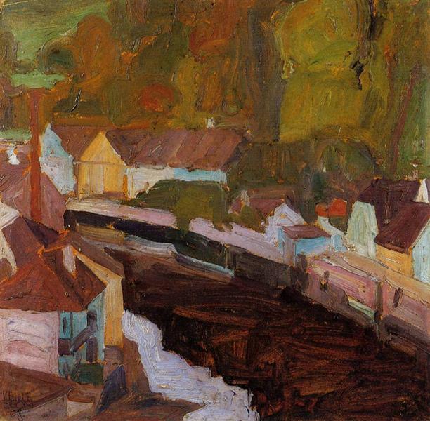 Village by the River, 1908 - Эгон Шиле