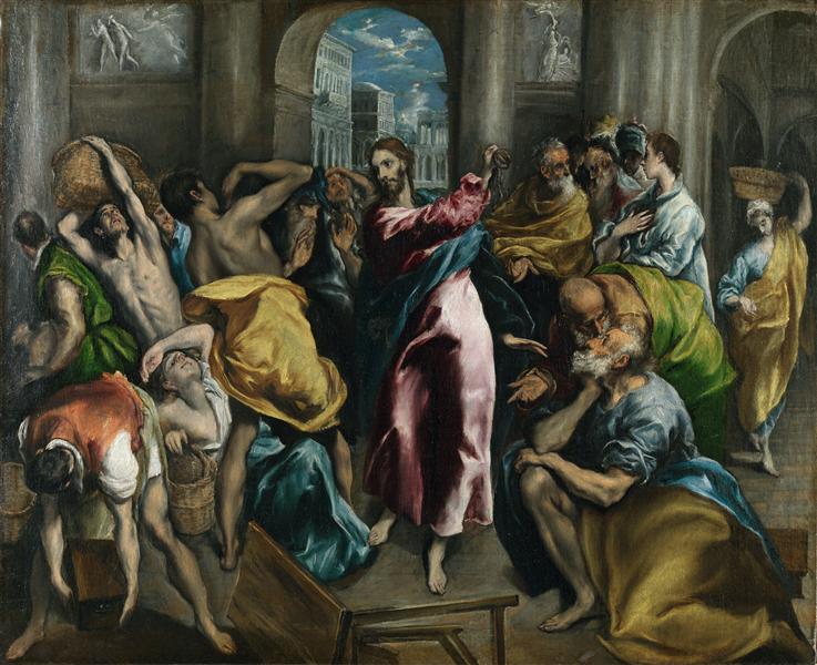 La expulsión de los mercaderes, 1600 - El Greco