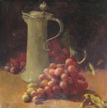 Still life with grapes & pewter flagon - Emil Carlsen