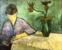 Young Woman in Kimono, Reading - Emile Bernard