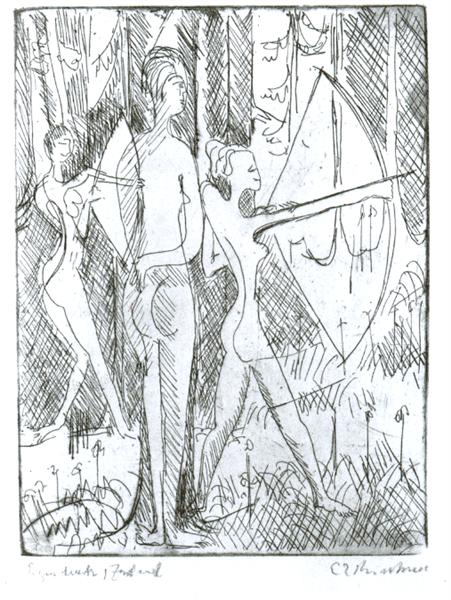 Arching Girls in the Wood, 1934 - Ернст Людвіг Кірхнер
