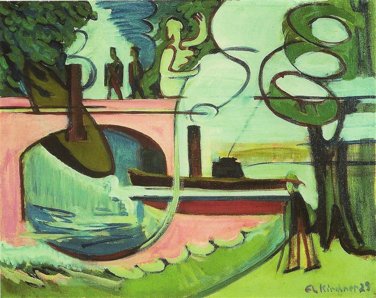 Lützowufer (Banks of the Canal) at the Mornig, 1929 - 恩斯特‧路德維希‧克爾希納