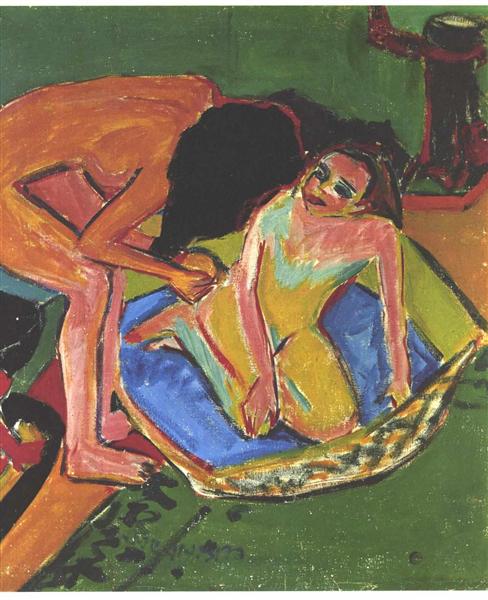Marcella and Fränzi in the Atelier - Ernst Ludwig Kirchner