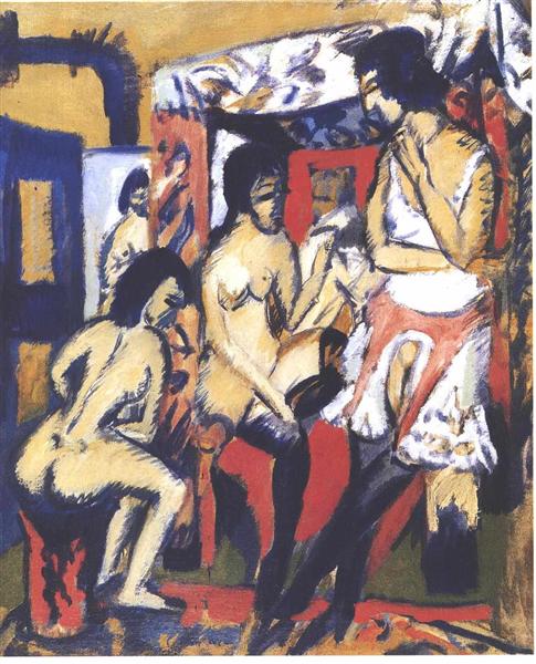 Nudes in Atelier - Ernst Ludwig Kirchner
