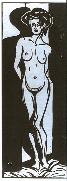 NudeYoung Woman in Front of a Oven, 1905 - Ernst Ludwig Kirchner