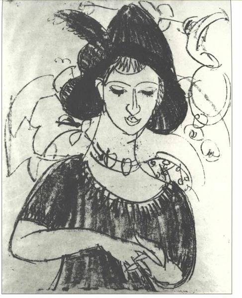 Portrait of Dodo with Hat - Ernst Ludwig Kirchner