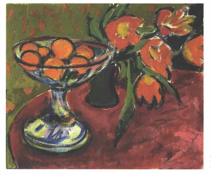 Still Life with Tulips and Oranges - Эрнст Людвиг Кирхнер