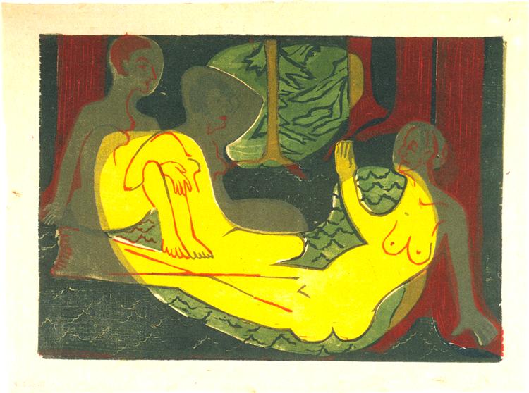 Three Nudes in the Forest, 1933 - Эрнст Людвиг Кирхнер
