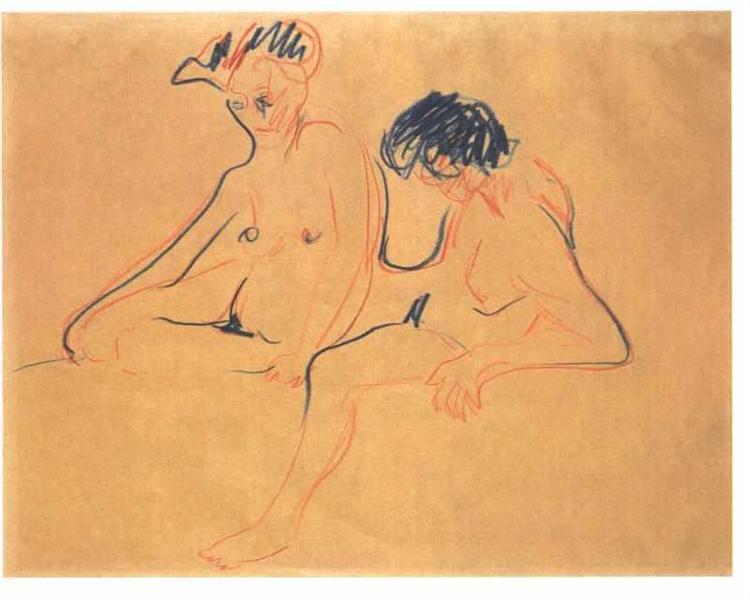Two Female Nudes - Ernst Ludwig Kirchner