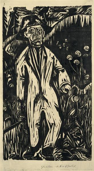 Walking Man in the Meadow, 1922 - Ernst Ludwig Kirchner
