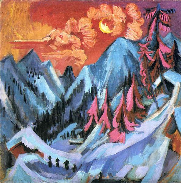 Winter Landscape in Moonlight, 1919 - Ернст Людвіг Кірхнер