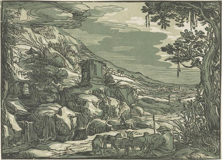 Arcadian landscape, c.1613 - Есайас ван де Вельде