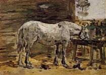 A Horse Drinking - Eugene Boudin
