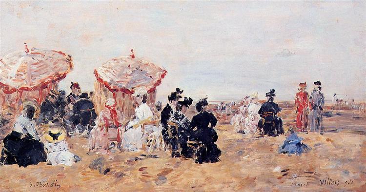 Beach Scene, Villers, 1894 - Эжен Буден