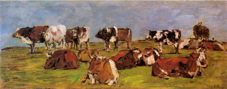 Cows in a Field, c.1883 - Эжен Буден