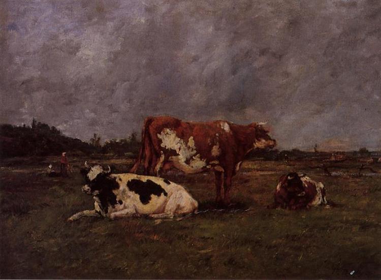 Cows in Pasture, c.1883 - Ежен Буден