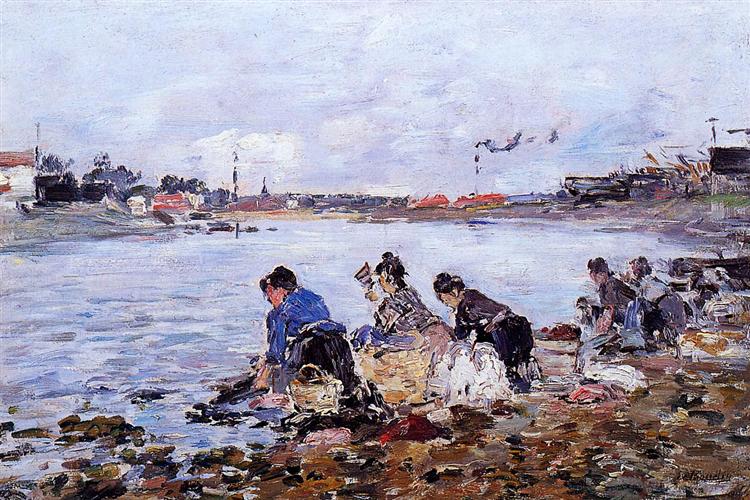 Laundresses on the Banks of the Touques - Ежен Буден