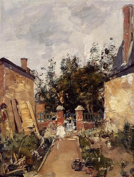 Madame S. with Her Children in Their Garden at Trouville, 1873 - Eugene Boudin