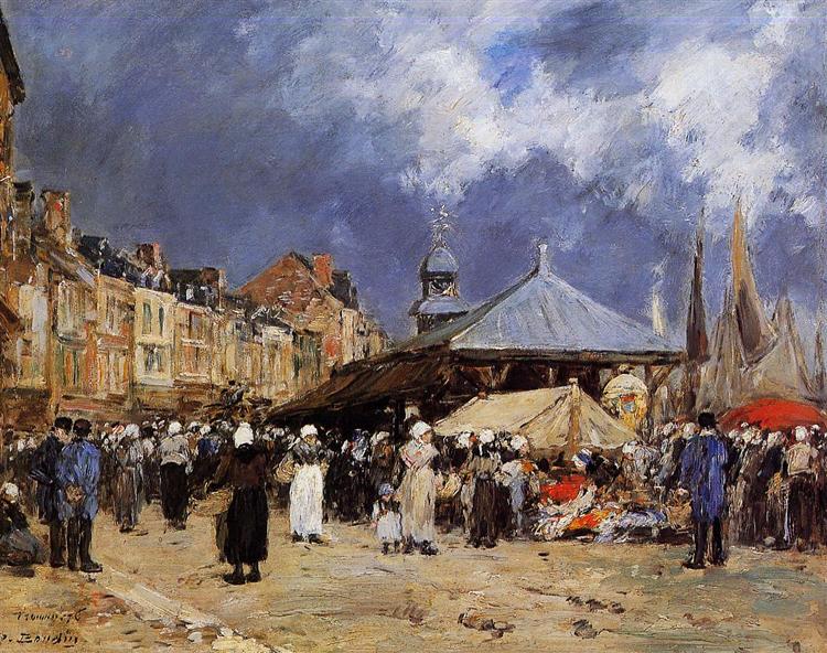 Market at Trouville, 1876 - Эжен Буден