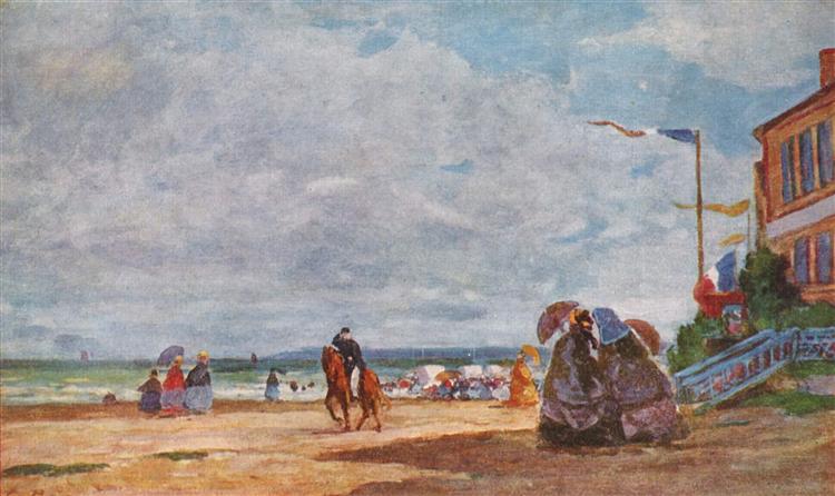 Strand in Trouville, 1863 - Эжен Буден