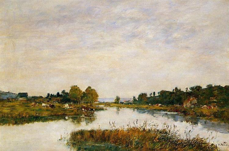 The Still River at Deauville, 1895 - Ежен Буден