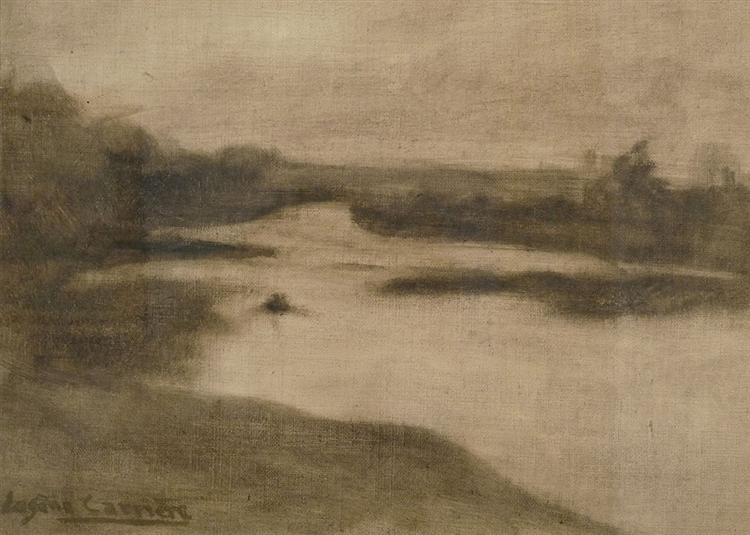 Paysage avec large rivière, 1906 - Эжен Каррьер