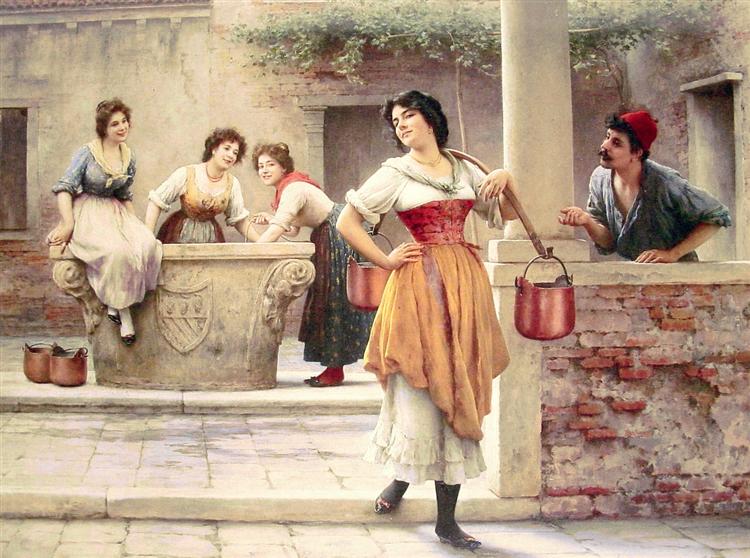 Flirtation at the Well, 1902 - Эжен де Блаас