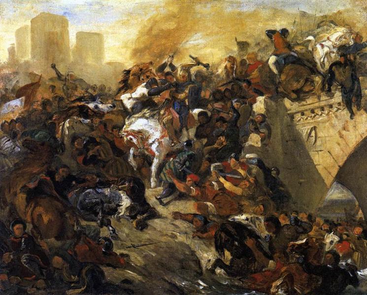 The Battle of Taillebourg - draft, 1834 - 1835 - Eugene Delacroix