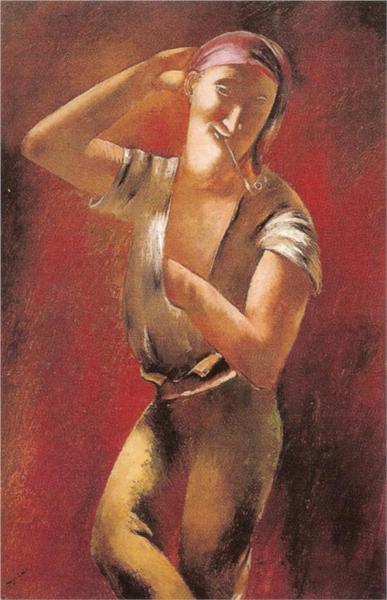 Young Smoking a Pipe, 1925 - Eugeniusz Zak