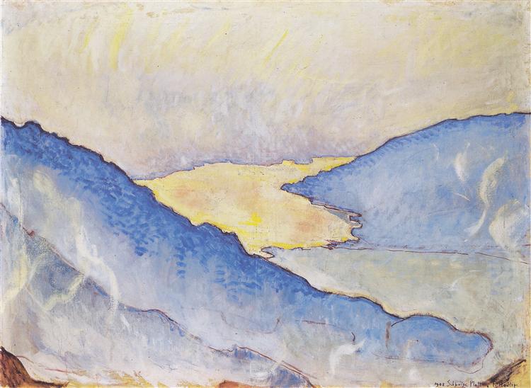 Evening mist on Lake Thun, 1908 - Фердинанд Ходлер