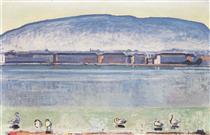 Lake Geneva with six swans - Фердинанд Ходлер