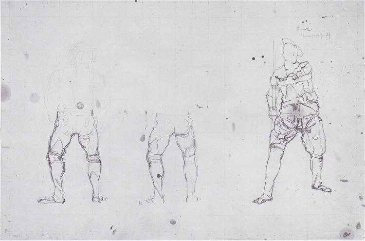 Warrior figures from the rear and front, c.1897 - Фердинанд Ходлер