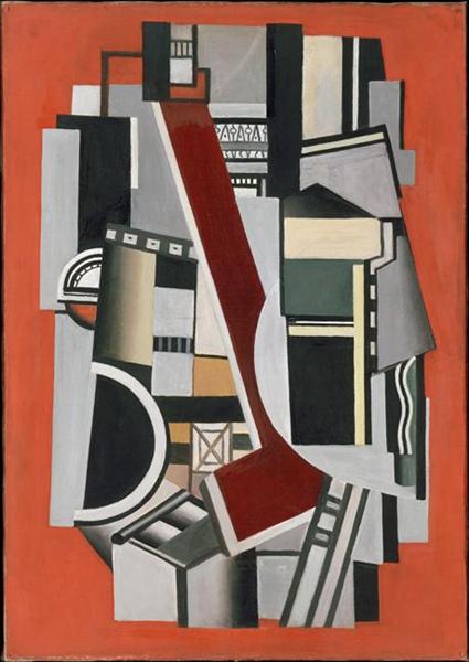 Mechanical Elements on red background, 1924 - Fernand Leger