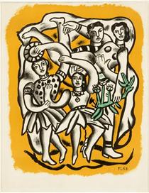 The dancers (yellow background) - Фернан Леже