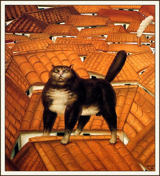 Cat on a Roof - Fernando Botero