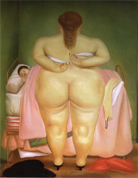 Woman Stapling Her Bra, 1976 - Fernando Botero