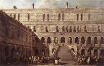 Le Couronnement du doge de Venise sur l'escalier des Géants au palais ducal de Venise - Francesco Guardi