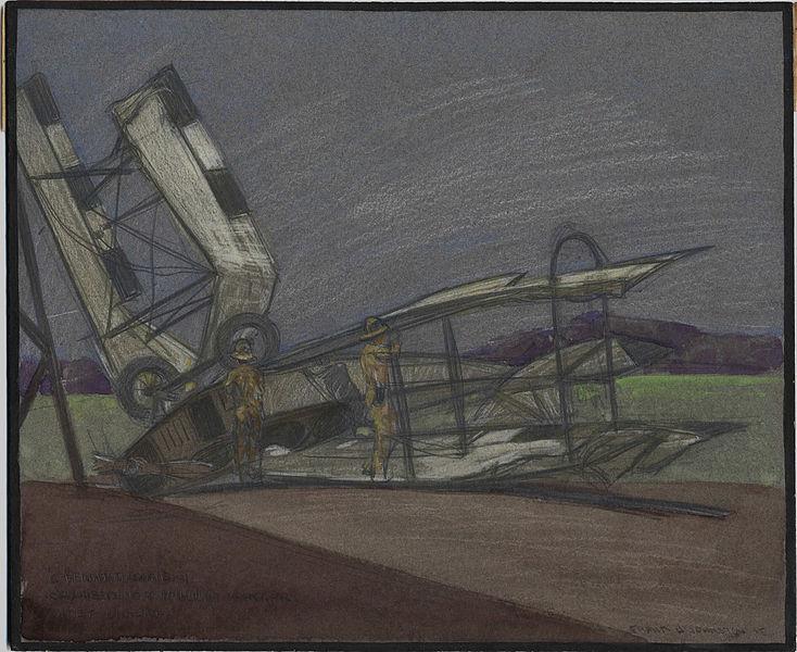 C Flight Machine Cracked on Hangar B, 1918 - Frank Johnston
