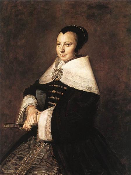 Portrait of a Seated Woman Holding a Fan, 1648 - 1650 - Франс Халс