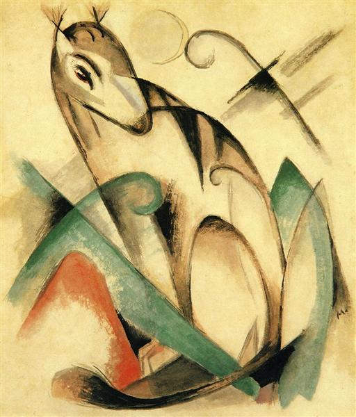 Seated Mythical Animal, 1913 - Franz Marc