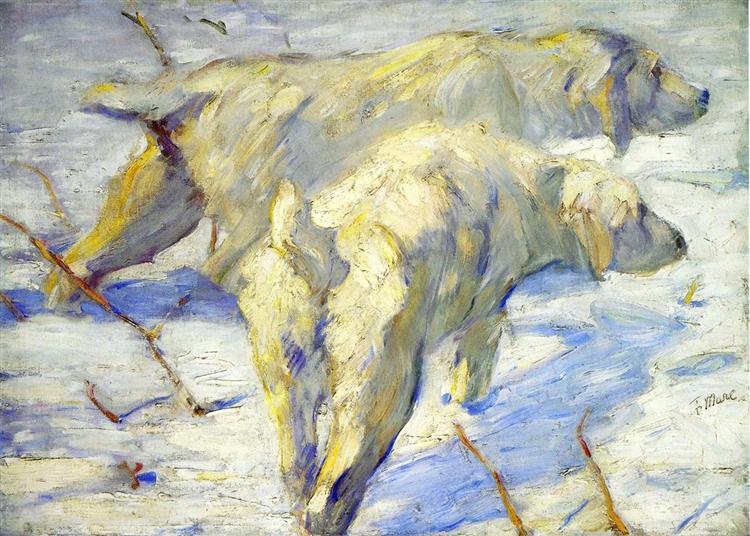 Siberian Dogs in the Snow, c.1910 - Франц Марк