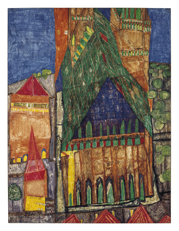 104 Cathedral I, 1951 - Friedensreich Hundertwasser