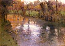 An Orchard on the Banks of a River - Frits Thaulow