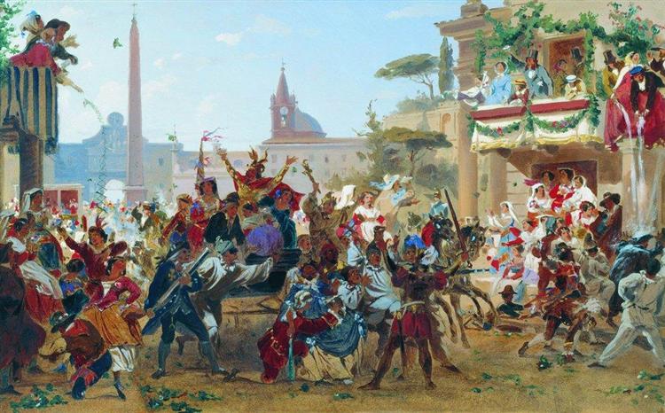 Carnival in Rome, 1860 - Fyodor Bronnikov