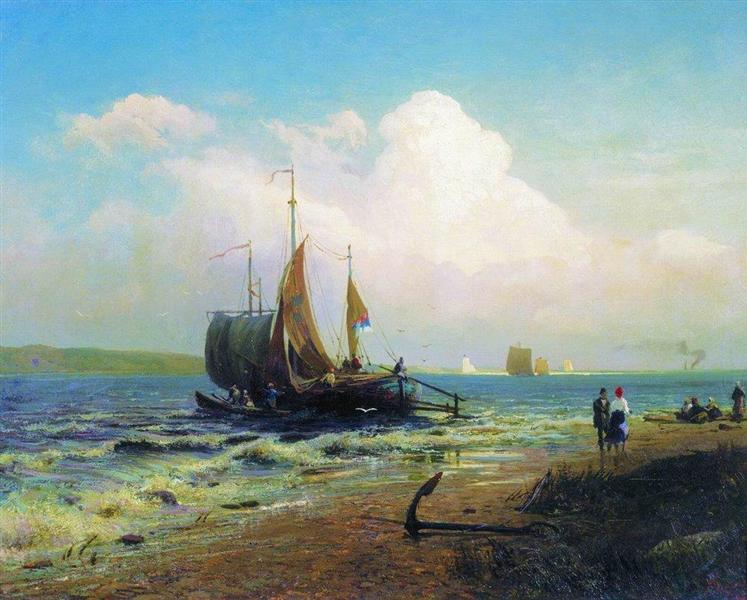 At the River. Windy Day, 1869 - Федір Васільєв
