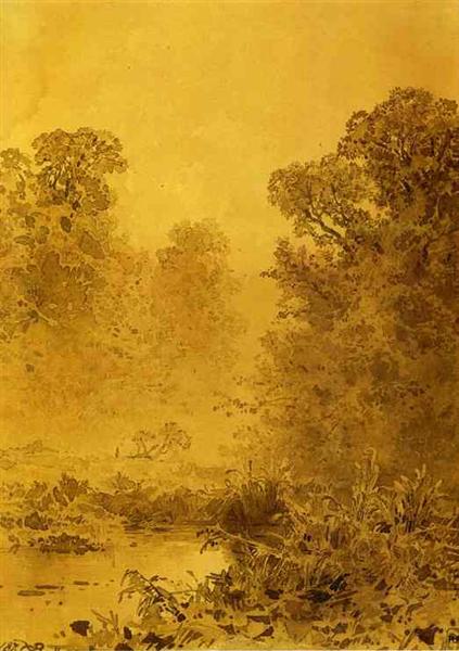 Swamp in a Forest. Mist, 1873 - Федір Васільєв